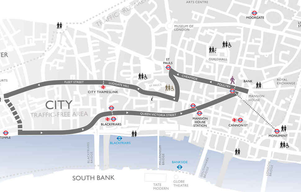 parcours de la procession de Lord Mayors Show