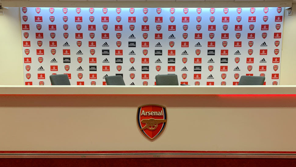 Salle de conférence de presse de l'Emirates Stadium, stade de l'arsenal FC