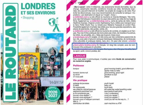 Guide du routard édition 2026 qui cite le blog Bons plans Londres