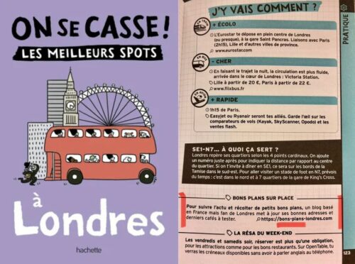 Guide Hachette, Ons e Casse à londres qui cite le blog Bons plans Londres
