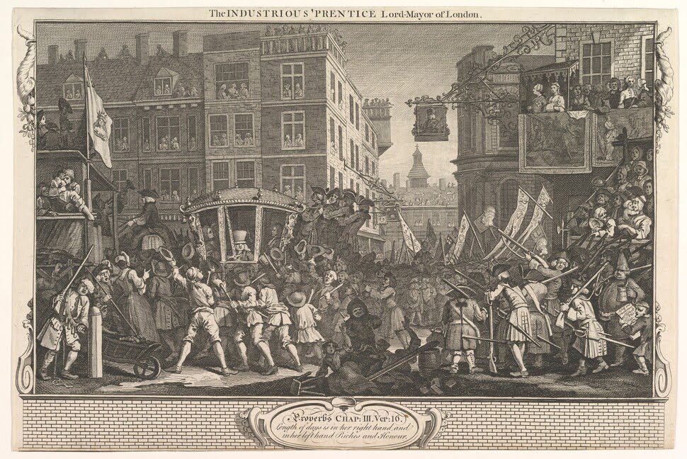 Gravure de William Hogarth représentant le Lord Mayor